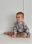 Komplet  bluza prążkowana sweet bear jeans  + joggery sztruksowe z kieszonkami nougat