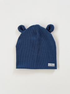 Czapka prążek z uszkami granat