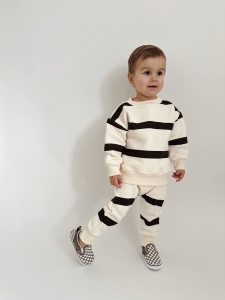 Komplet ocieplany  bluza strips Brown   + spodnie strips Brown 