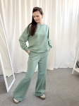 Komplet damski bluza + spodnie z szeroką nogawką kaktus