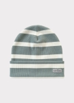Czapka wywijana prążkowana  strips dusty blue 