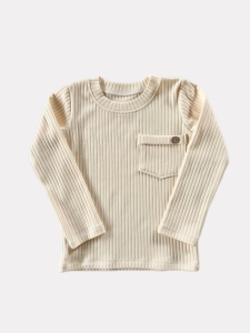 Longsleeve prążek z kieszonką  vanilla