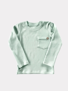 Longsleeve prążek z kieszonką  fresh mint 