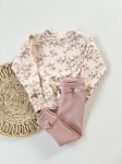 Komplet  bluza prążkowana petit rose puder + legginsy prążkowane pudrowy róż 