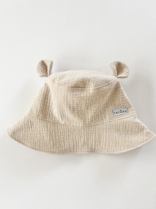 Kapelusz muślinowy z uszkami beżowy 