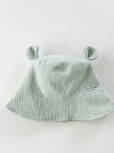Kapelusz muślinowy z uszkami pudrowa mięta 