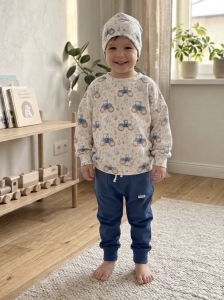 Komplet  bluza prążkowana tractors + spodnie z kieszonkami granat