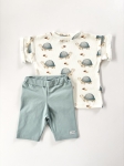 Komplet t-shirt turtles    + kolarki dusty blue  
