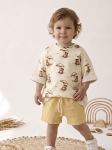 Komplet t-shirt summer bear   + spodenki muślinowe miodowe 
