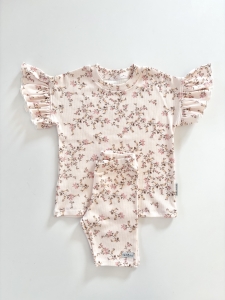 Komplet t-shirt  motyl +kolarki petit rose puder 