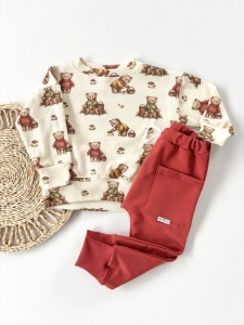 Komplet  bluza forest bear  + spodnie z kieszonkami chili 