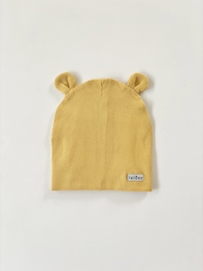 Czapka prążek z uszkami honey
