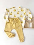 Komplet  bluza prążkowana gruszki + spodnie z kieszonkami honey