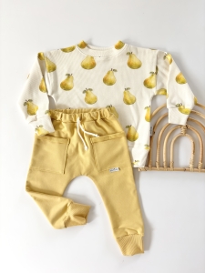 Komplet  bluza prążkowana gruszki + spodnie z kieszonkami honey