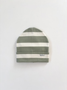Czapka wywijana prążkowana  strips green