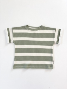 T-shirt prążkowany strips green