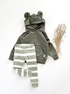 Komplet  uszatka Agave + legginsy prążkowane strips green