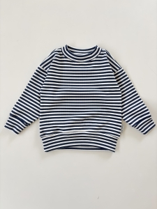 Bluza oversize prążkowana strips granat 