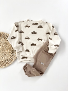 Komplet  bluza cars  + spodnie z kieszonkami cappuccino