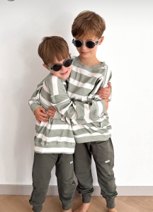 Komplet  bluza prążek strips green  +spodnie z kieszonkami agave