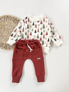 Komplet bluza dresowa christmas trees+spodnie chili z kieszonkami