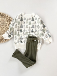 Komplet bluza dresowa green trees+legginsy basic rib agave 