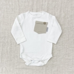 Body ecru z kieszonką beżową 