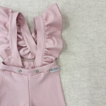 Legginsy prążkowane z falbankami pudrowy róż 