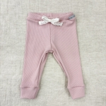 Legginsy prążkowane  z kokardką pudrowy róż 