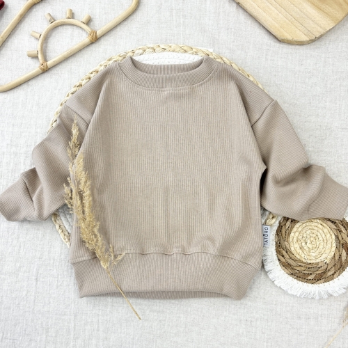 Bluza prążkowana dla dziecka bezowa