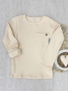 Longsleeve prążkowany z kieszonka pudding