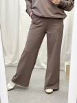 Spodnie damskie Kaja z szeroką nogawką czekolada