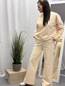 Komplet damski bluza + spodnie z szeroką nogawką pudding