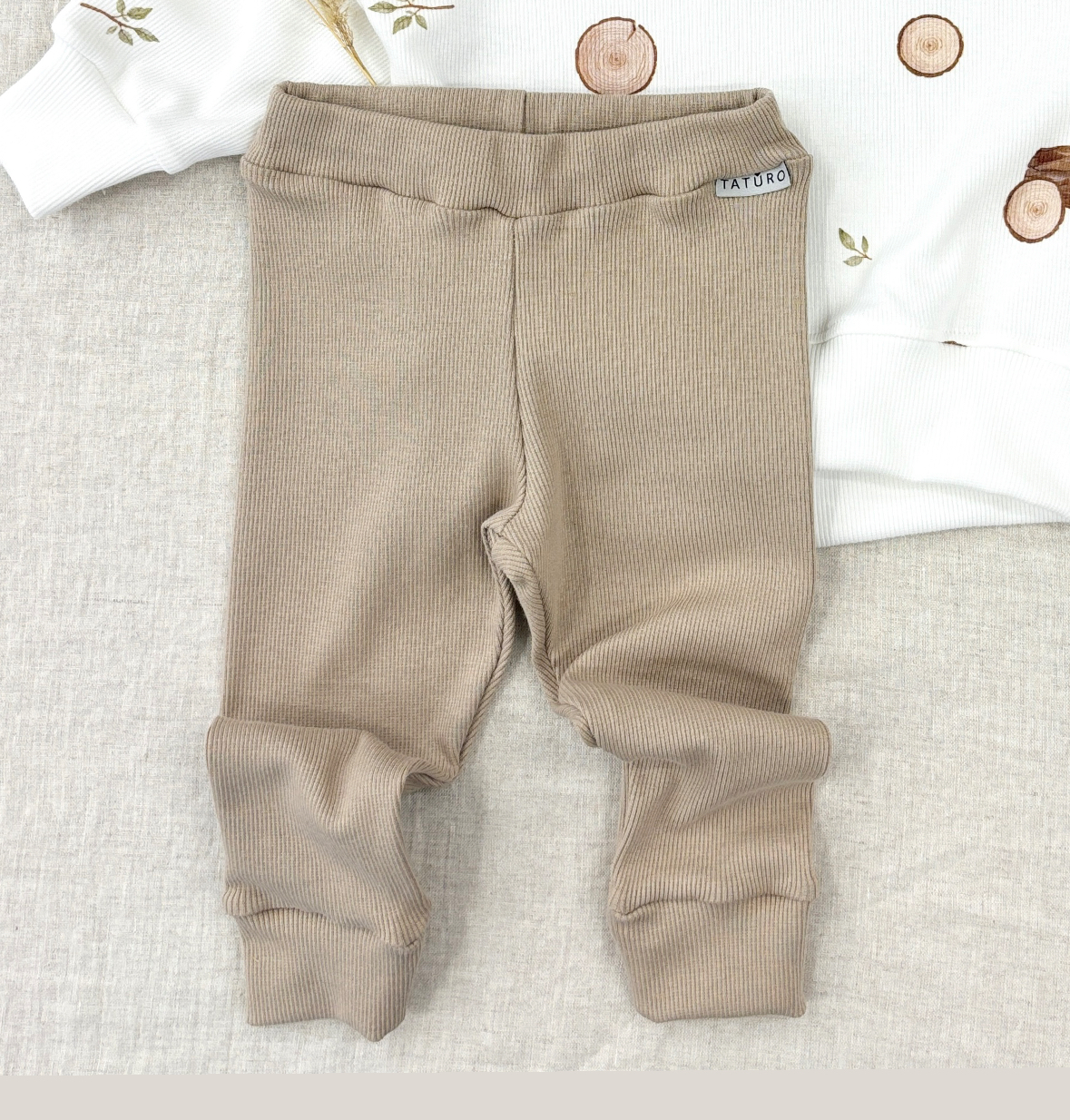 Legginsy basic prążkowane latte