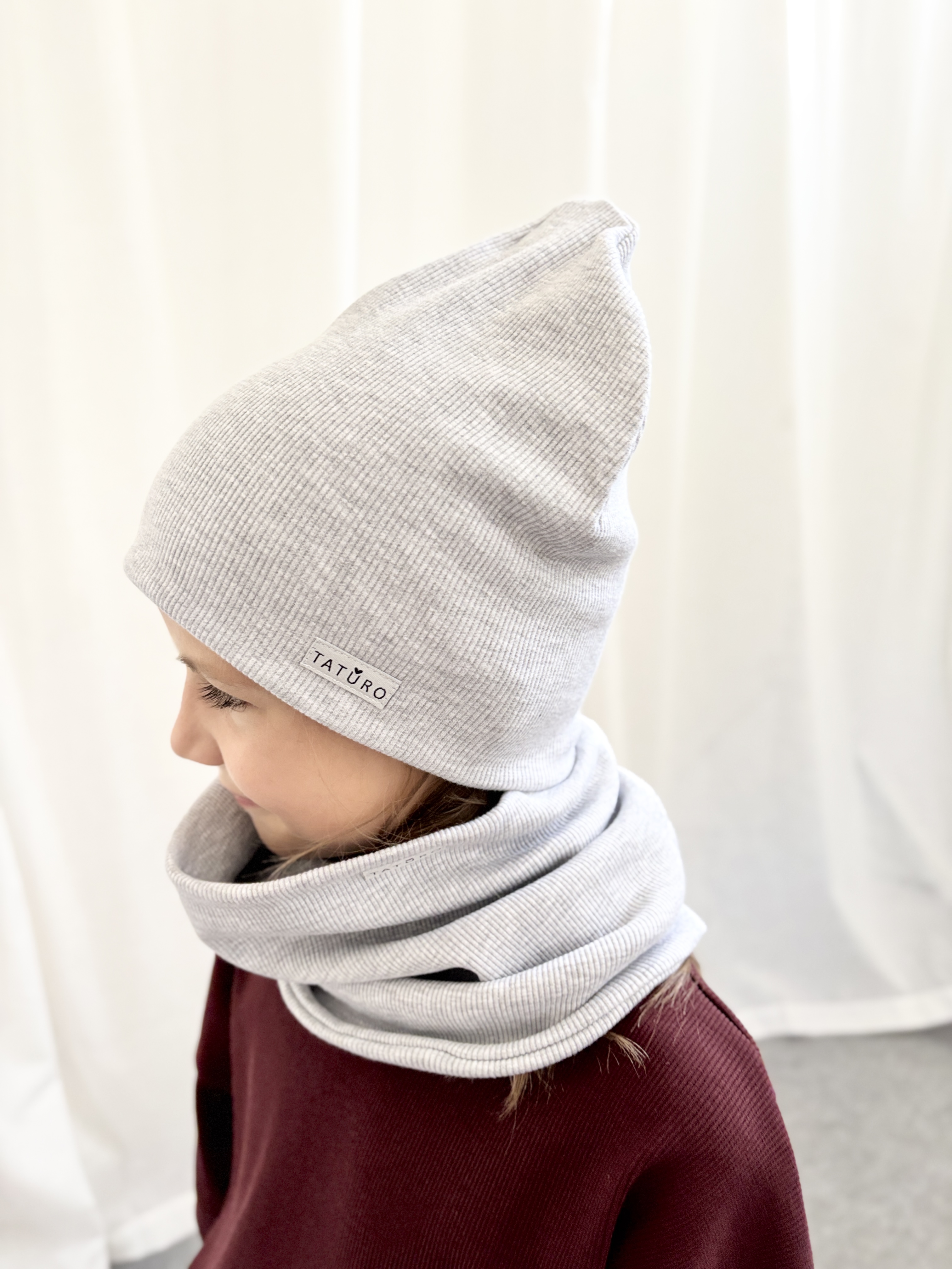 Czapka prążkowana jasny szary melanż