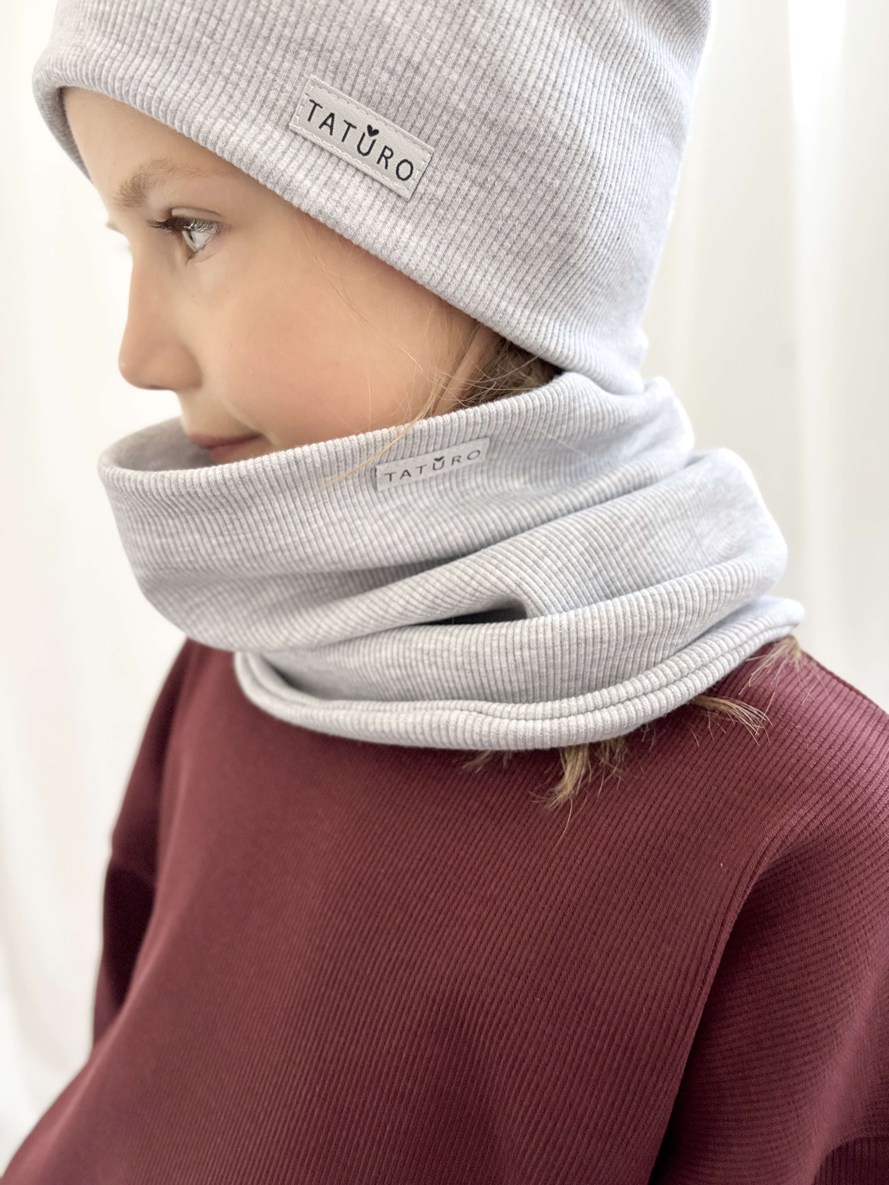 Komin prążkowany jasny szary melanż