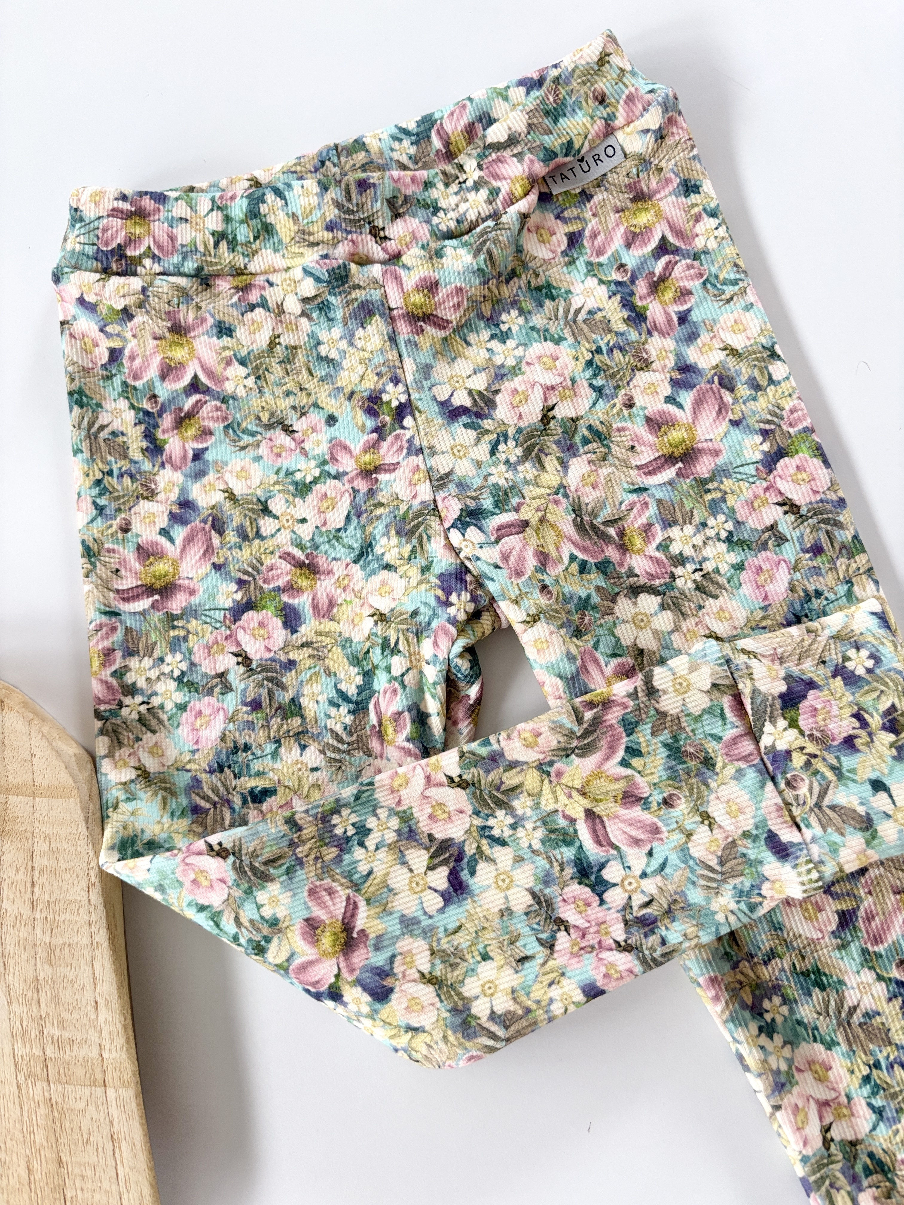 Legginsy prążkowane color flowers