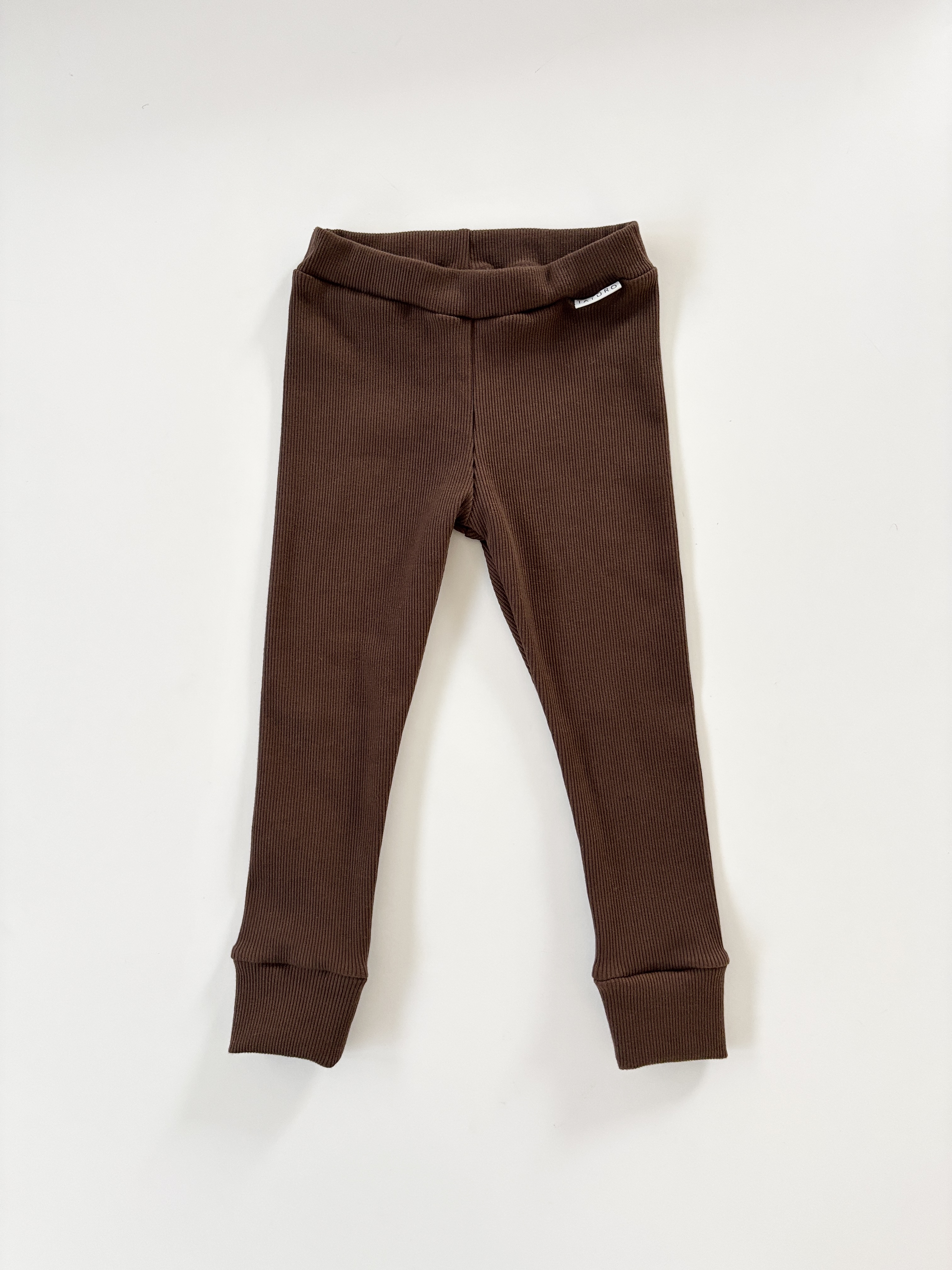 Legginsy basic prążkowane kakao