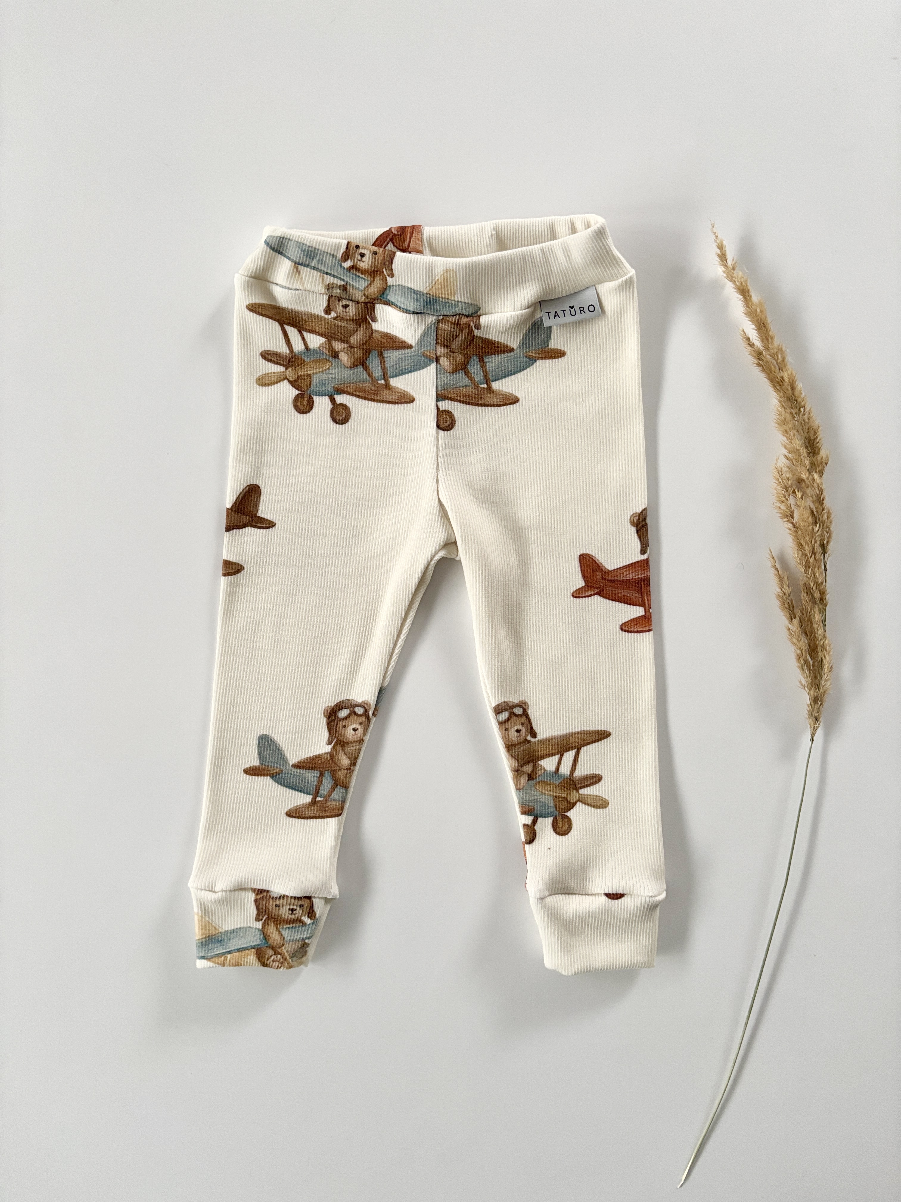 Legginsy prążkowane odlotowe misie