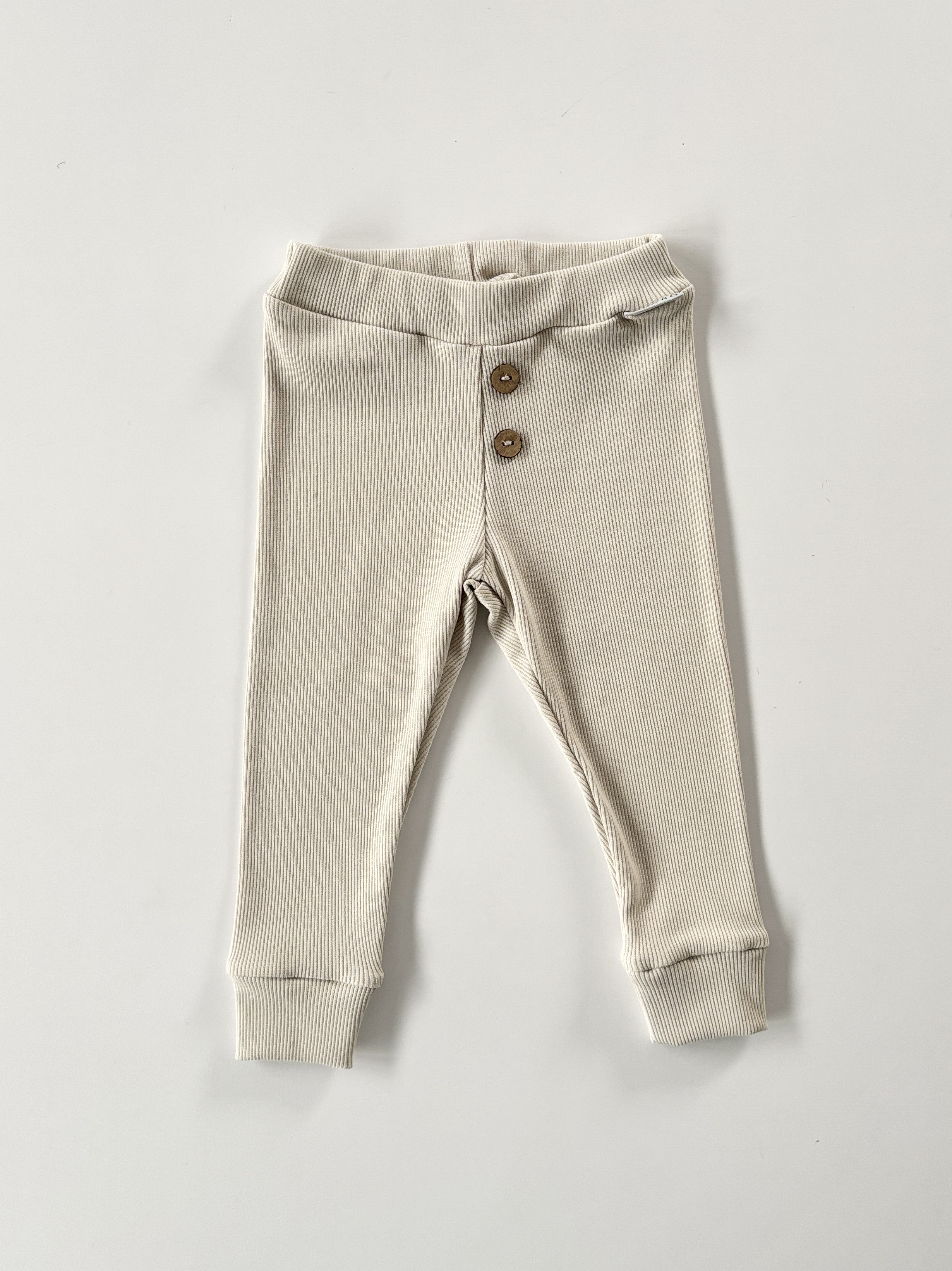 Legginsy classic prążkowane beżowe