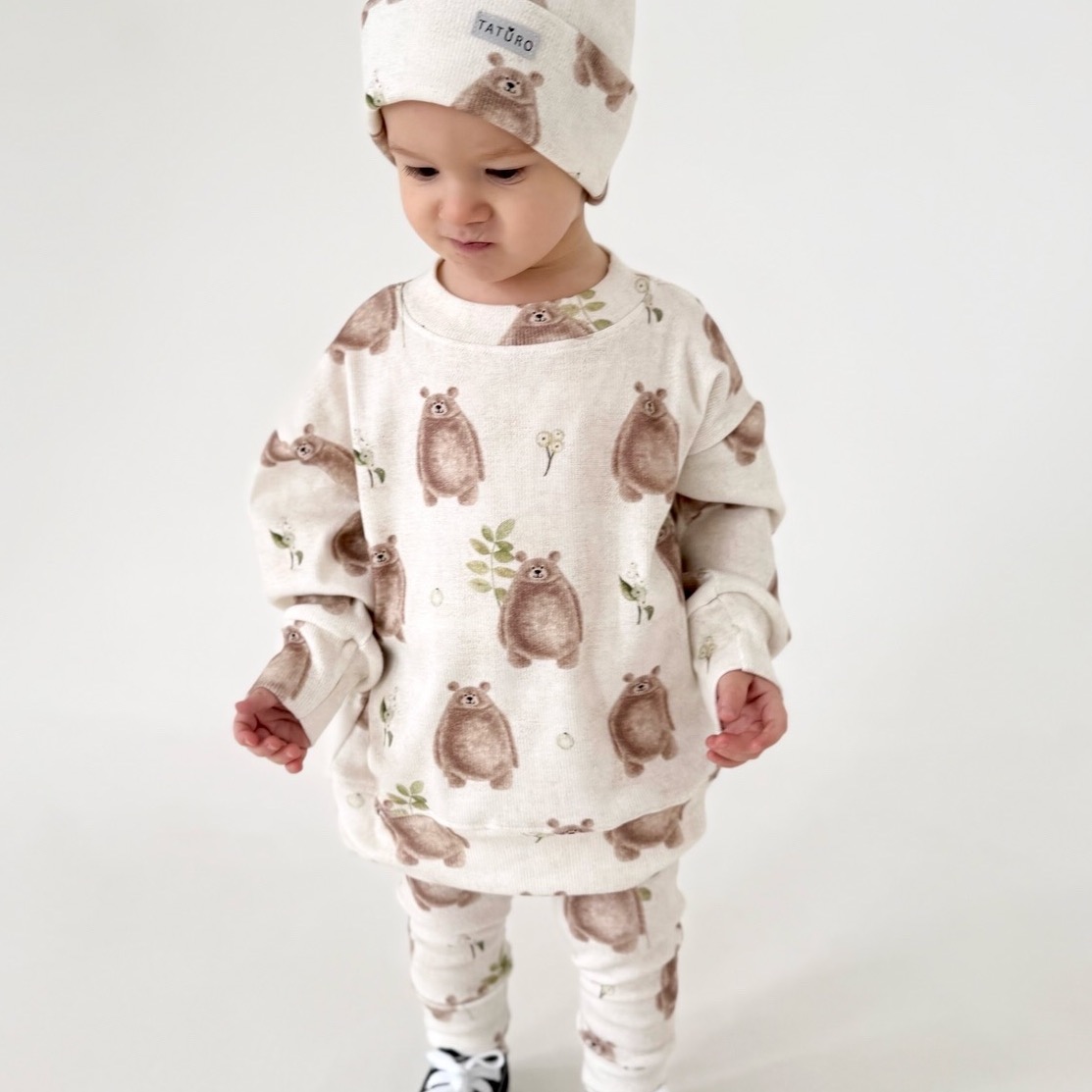 Bluza oversize prążkowana sweet bear beżowa