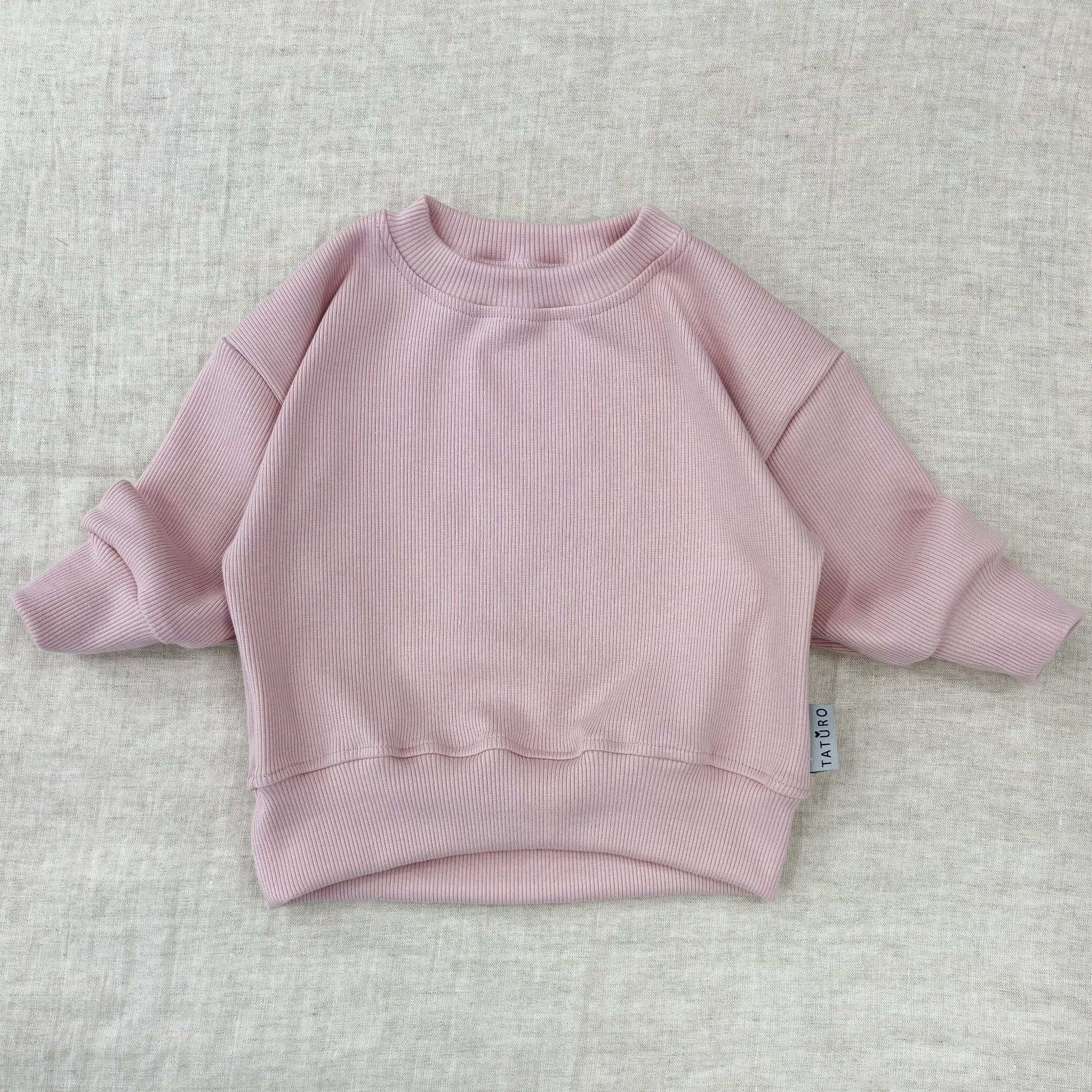 Bluza oversize prążkowana pudrowy róż