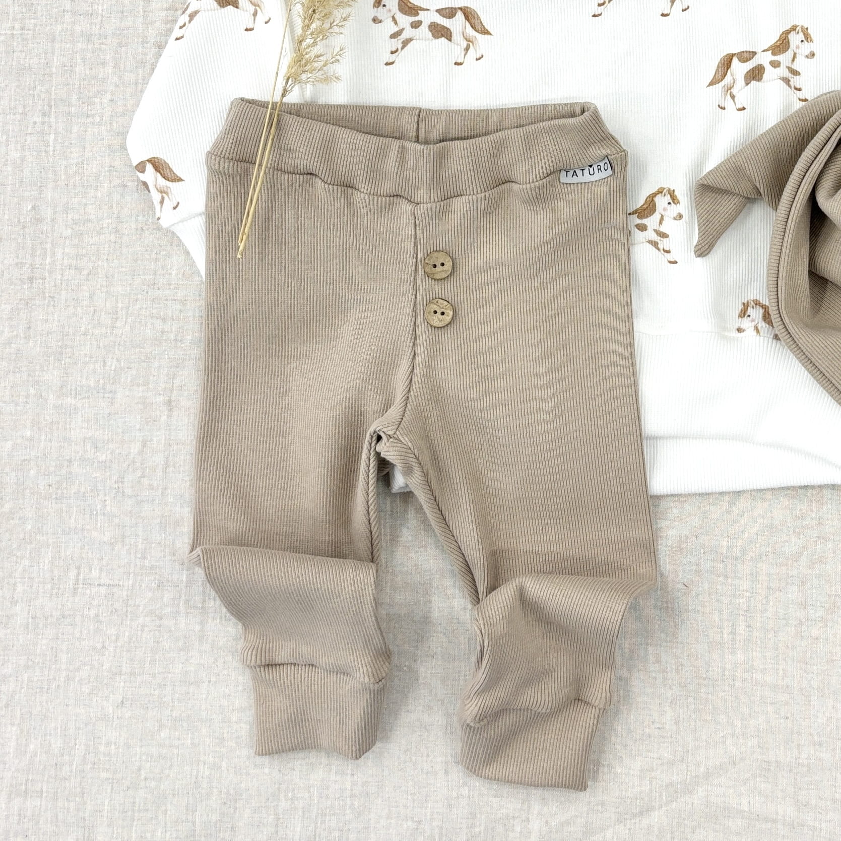 Legginsy classic prążkowane latte